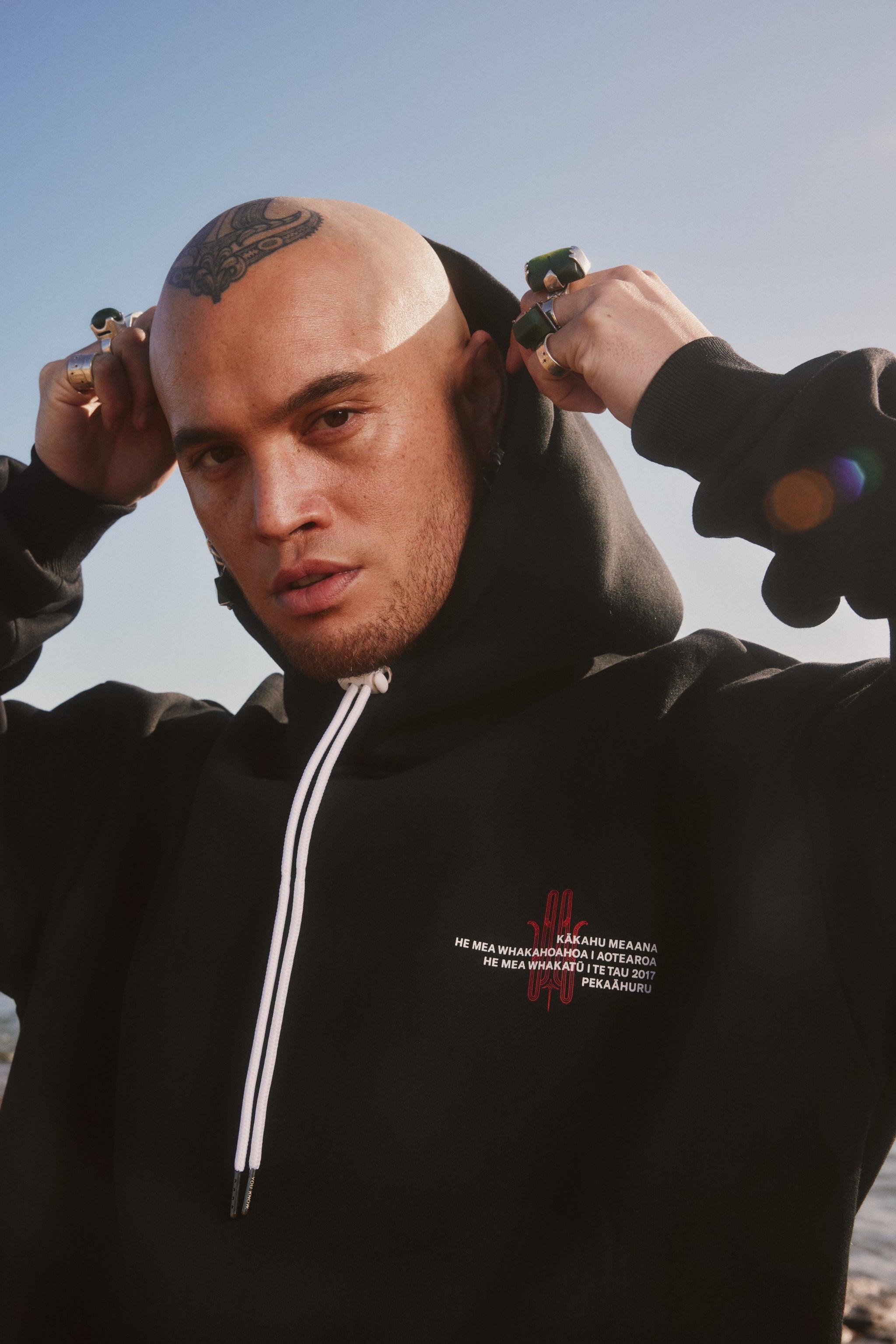 product image  TE REO COSYSZN HOODIE | BLACK