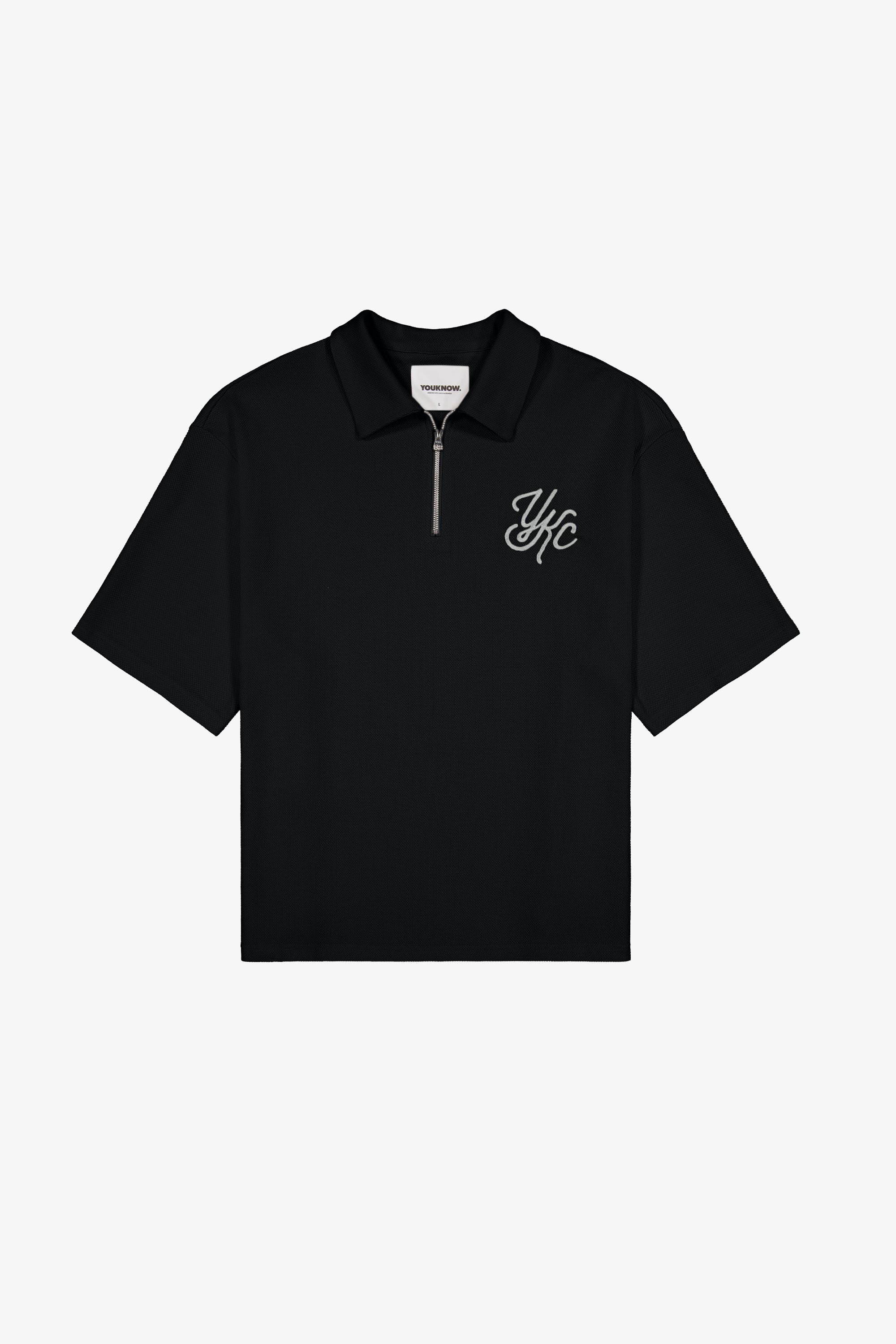 QUARTER ZIP POLO | BLACK