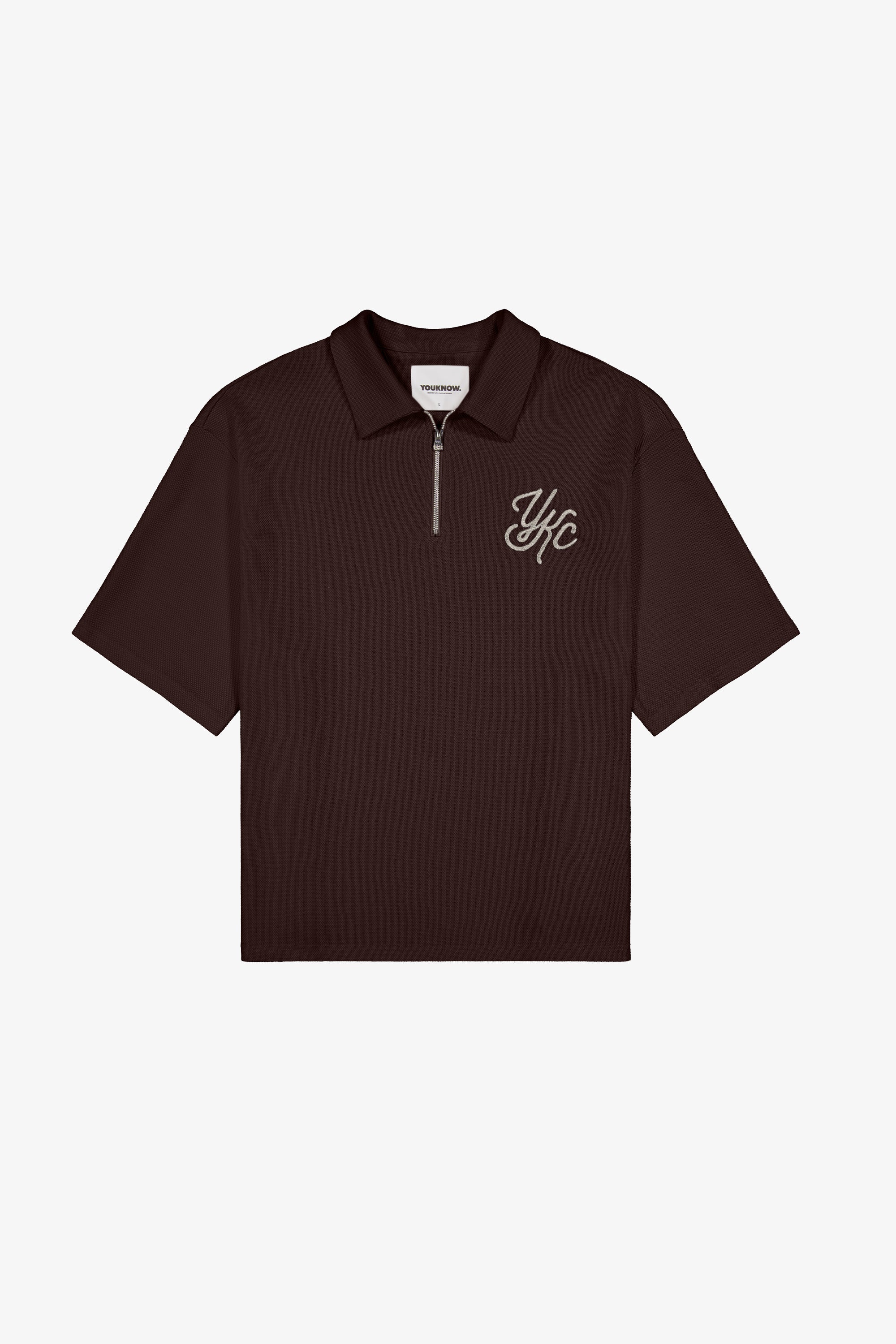 QUARTER ZIP POLO | BROWN