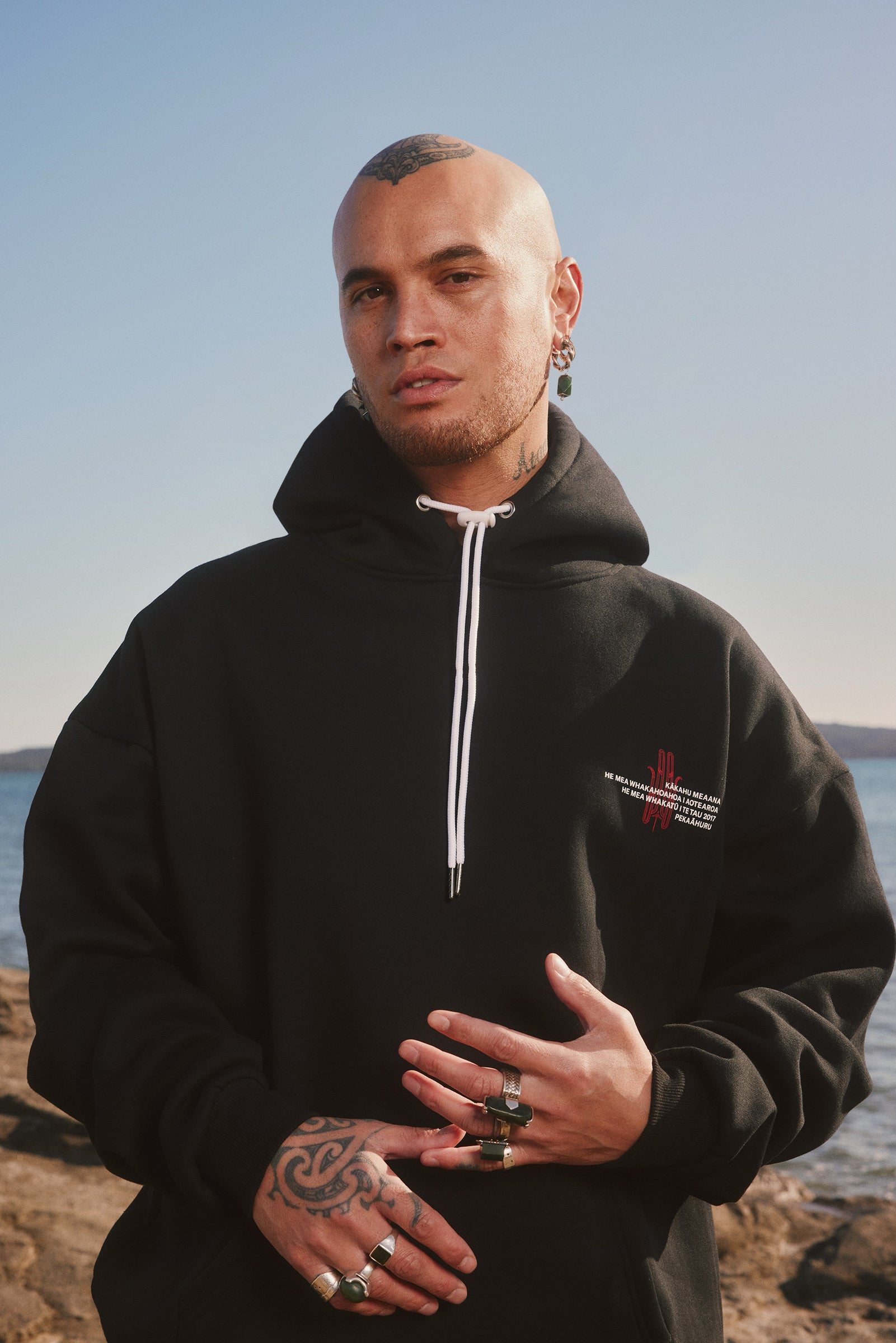 product image  TE REO COSYSZN HOODIE | BLACK