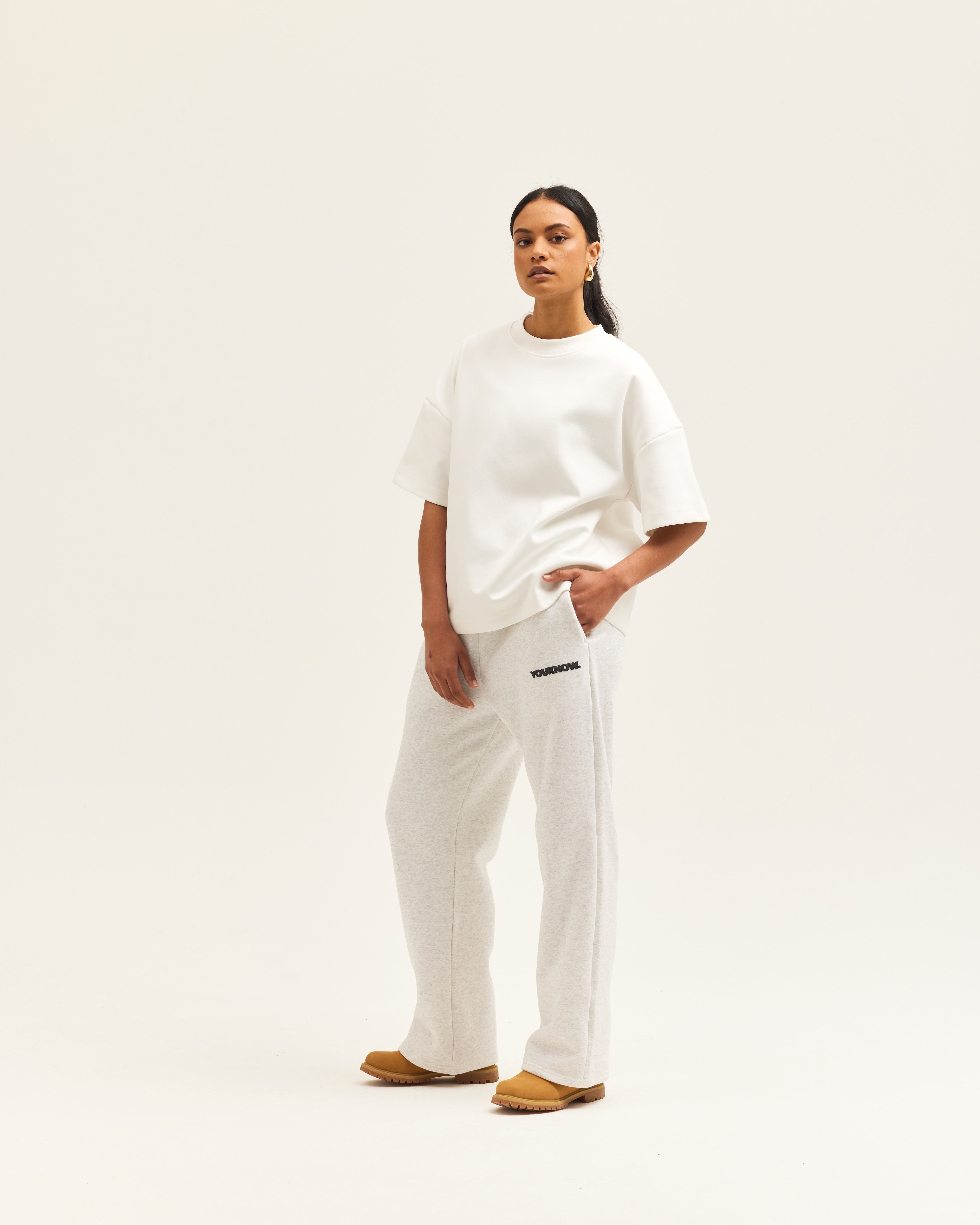 BLOCK WIDE-LEG SWEATPANTS | WHITE MARLE