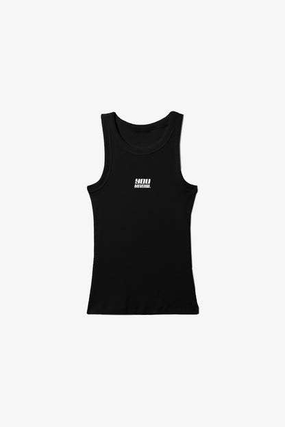 Womens Ribbed Singlet | BLACK