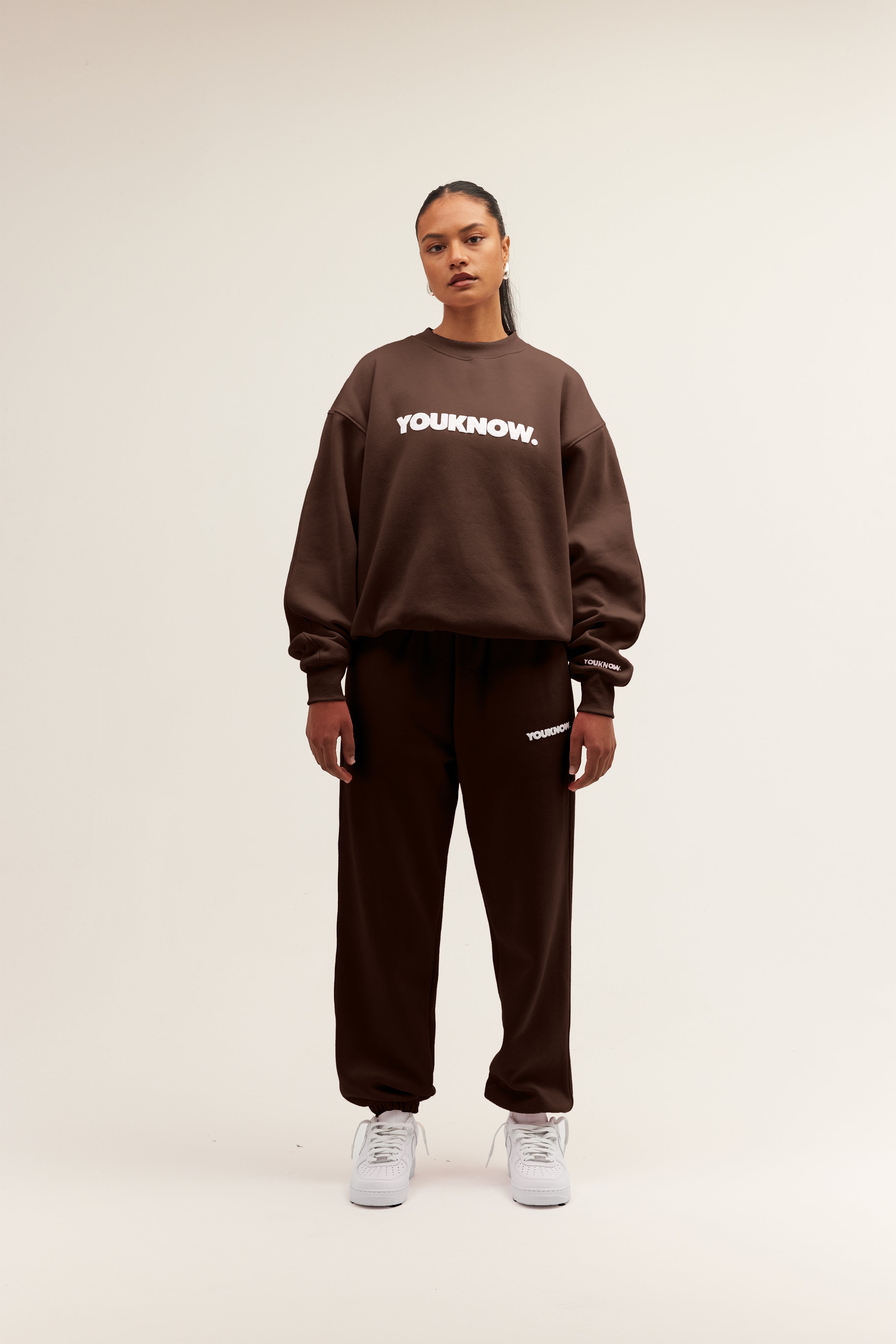 Block Cuffed Sweatpants | Brown