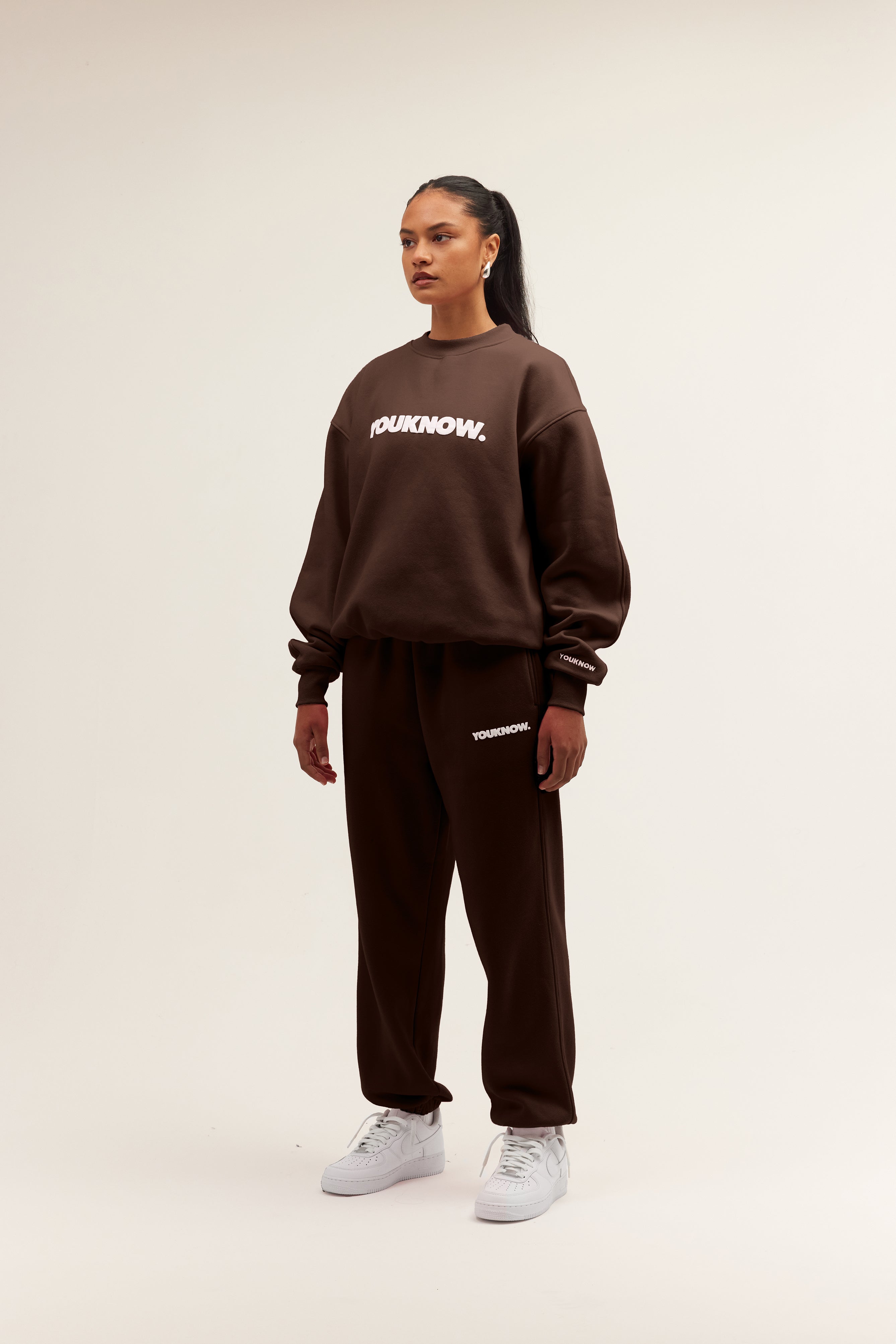 Block Cuffed Sweatpants | Brown