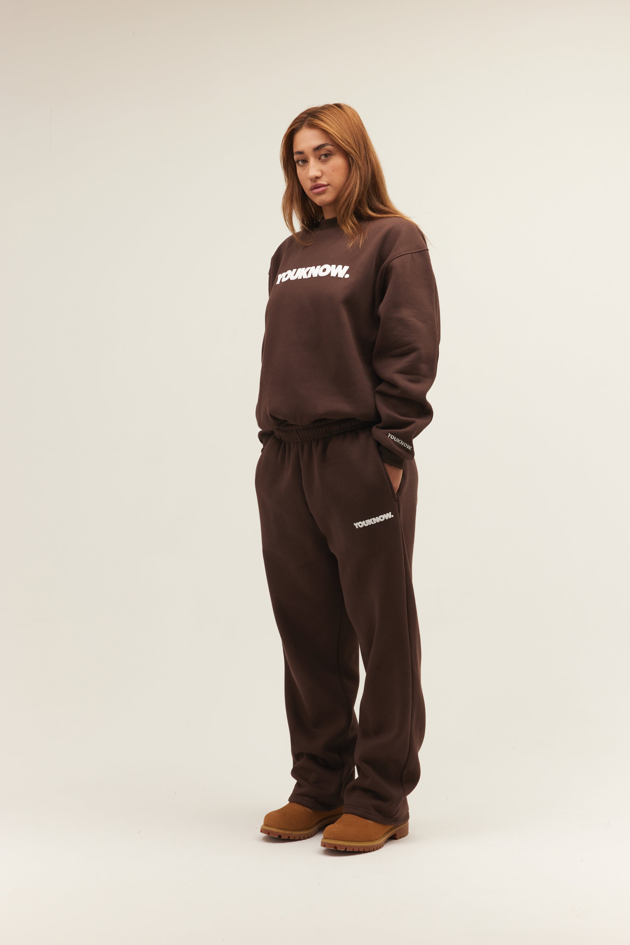 product image  BLOCK WIDE-LEG SWEATPANTS | BROWN