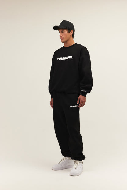 Block Cuffed Sweatpants | Black