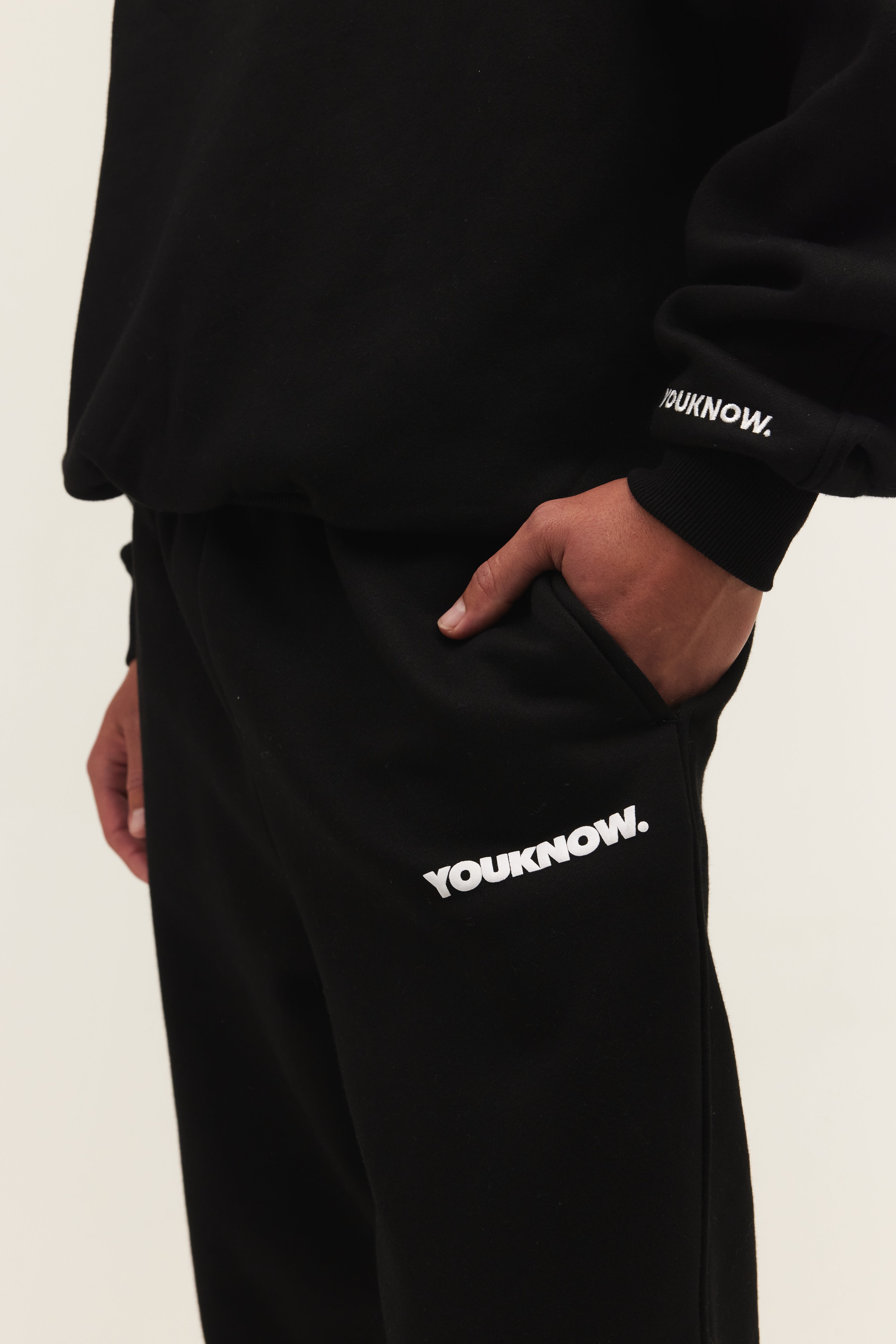 Block Cuffed Sweatpants | Black