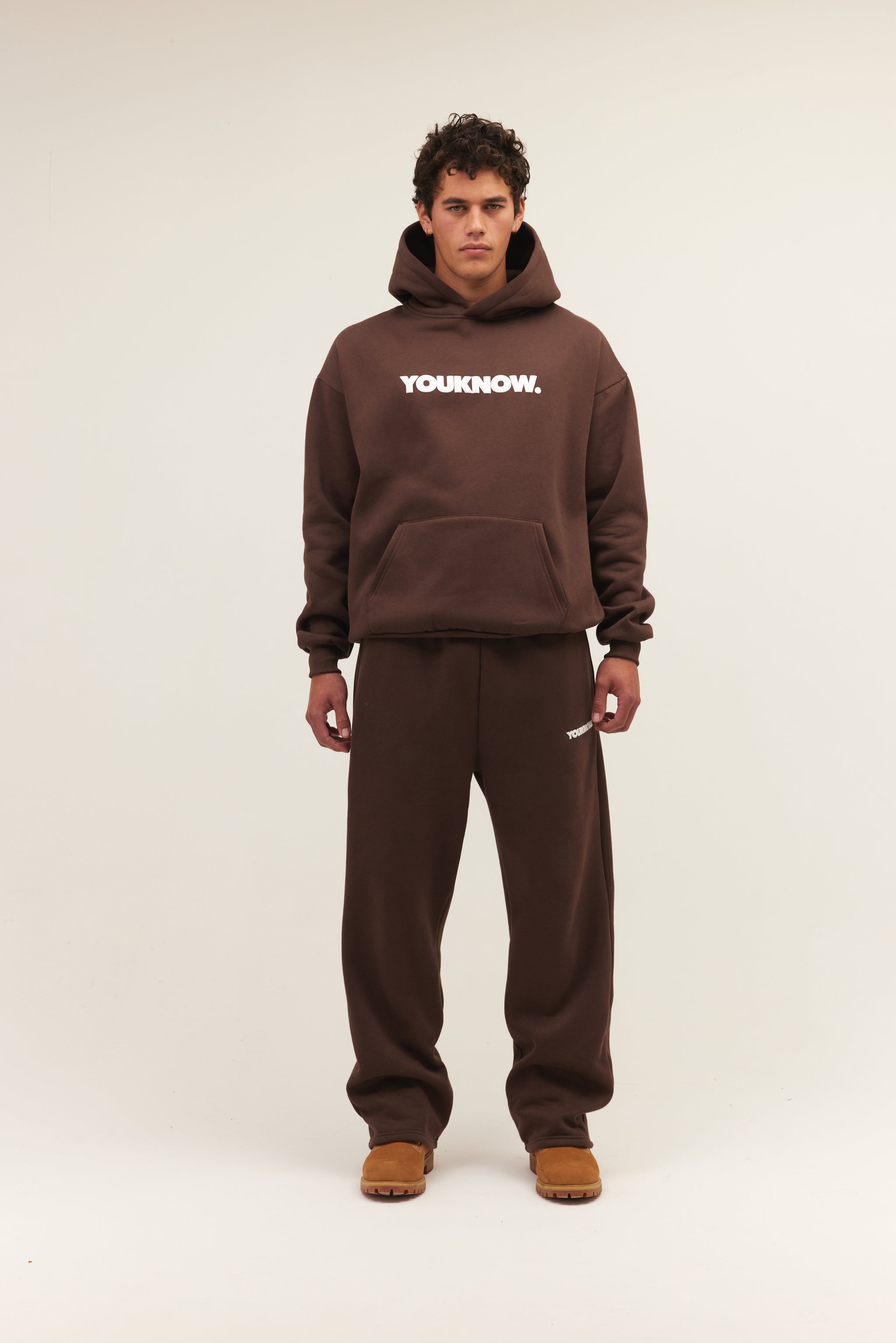 product image  BLOCK WIDE-LEG SWEATPANTS | BROWN