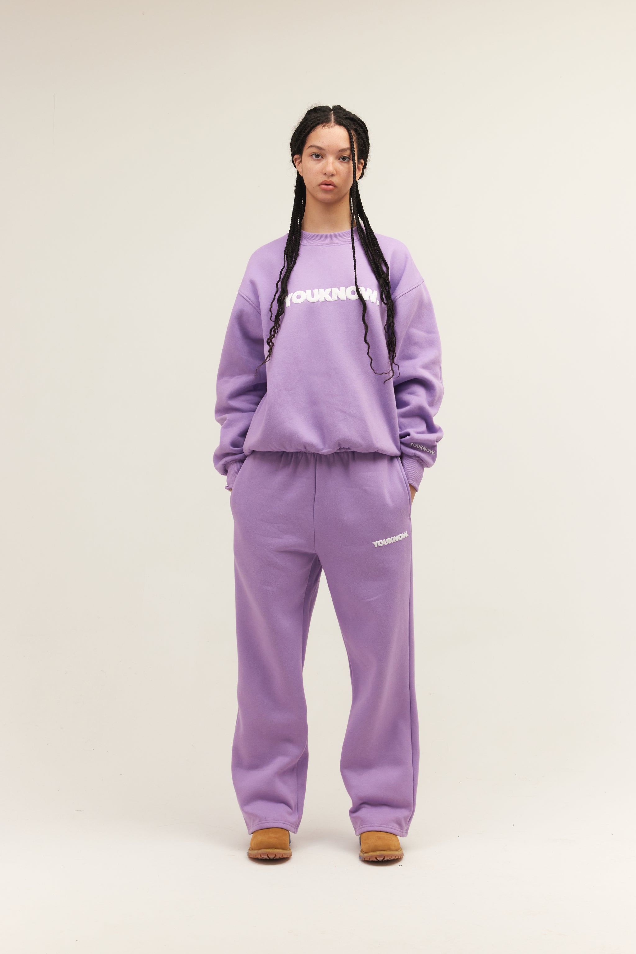 product image  BLOCK WIDE-LEG SWEATPANTS | LILAC