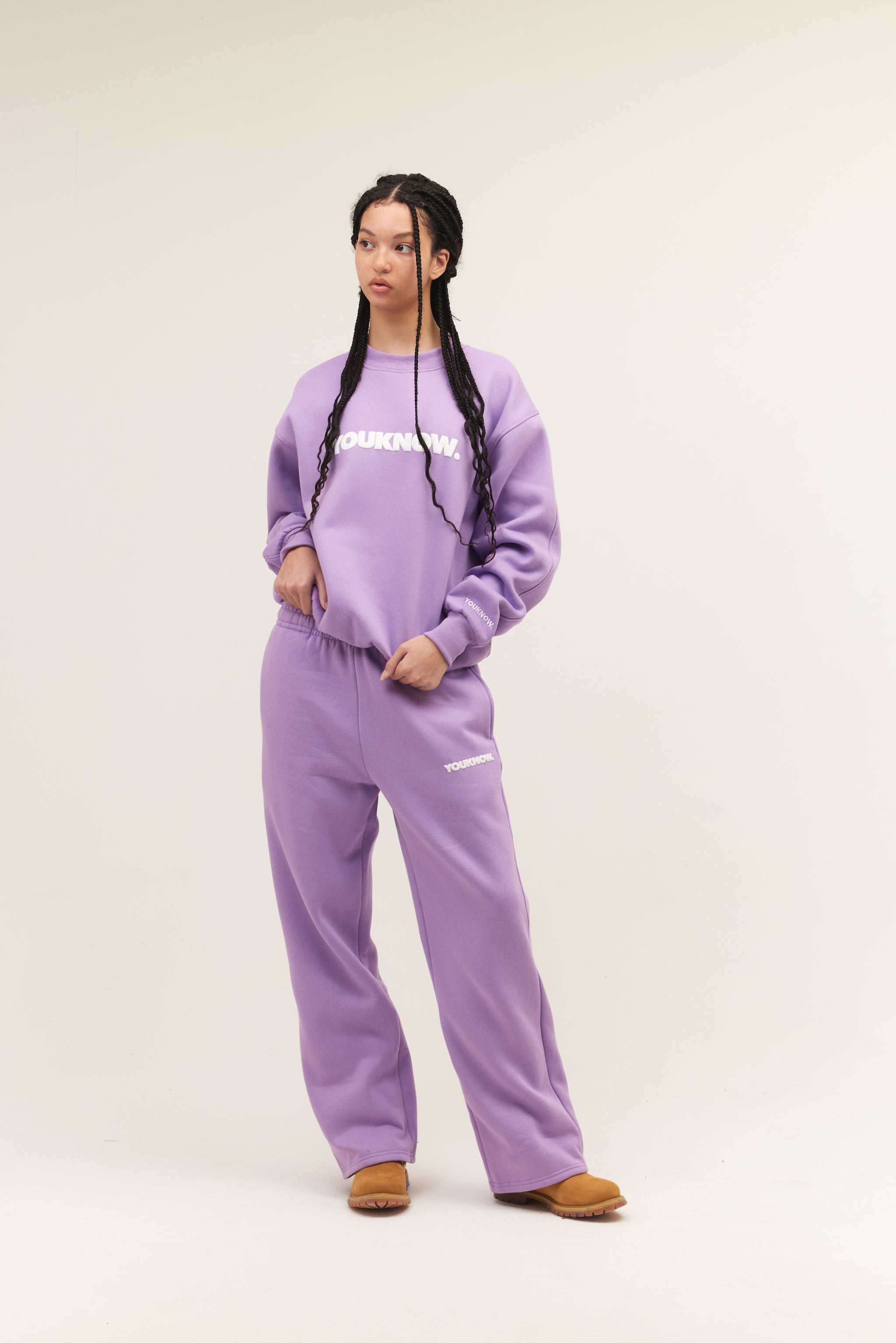 product image  BLOCK WIDE-LEG SWEATPANTS | LILAC