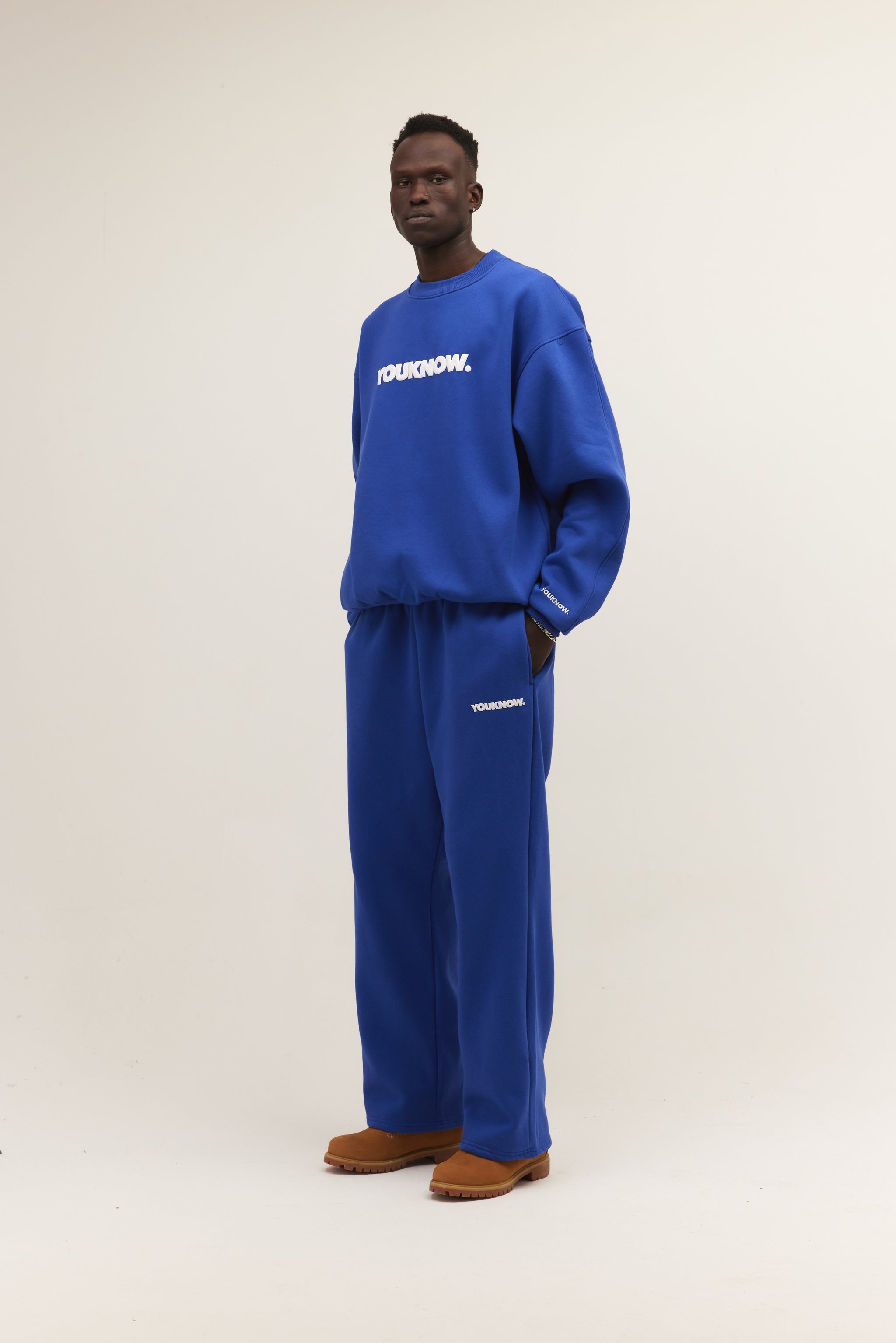 product image  BLOCK WIDE-LEG SWEATPANTS | BLUE