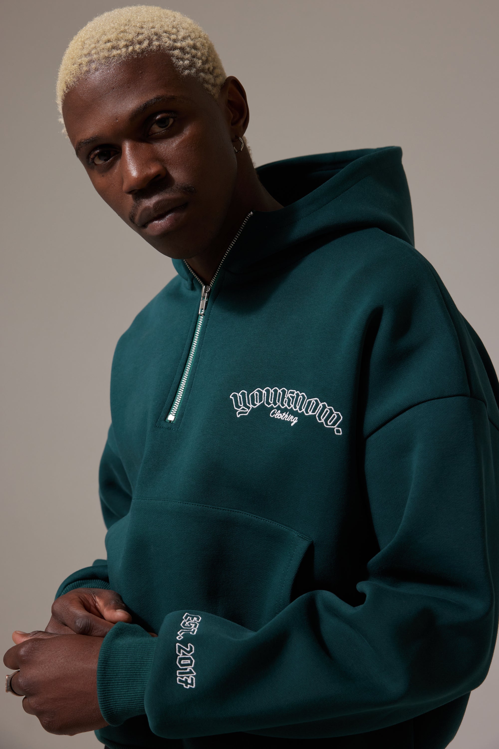 Green zip deals hoodie